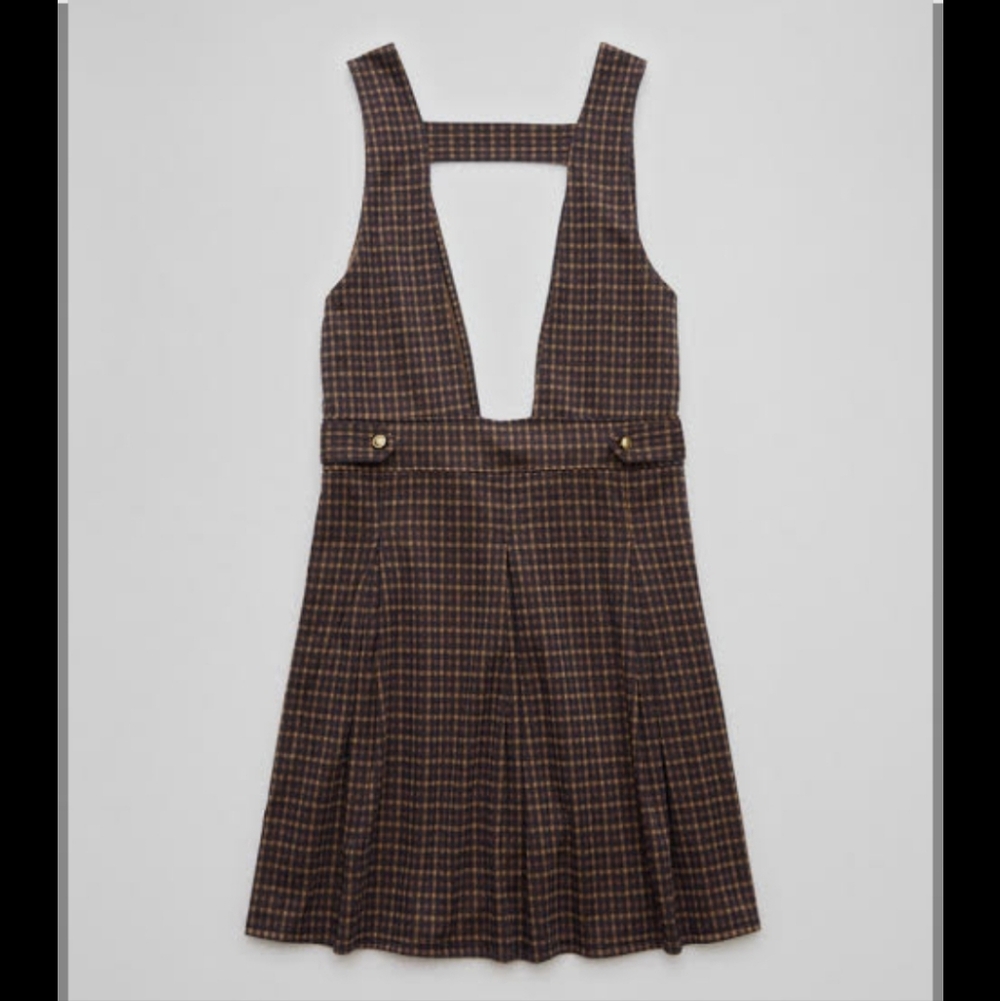 American Eagle Outfitters Brown Plaid Mini Dress